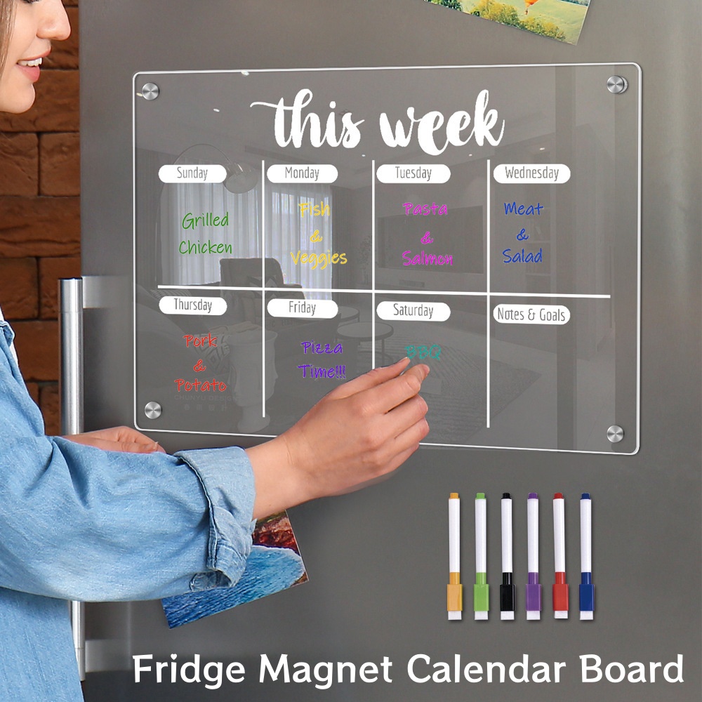 Magnetic Letter Board - Papan kalender Magnet kulkas perencana mingguan