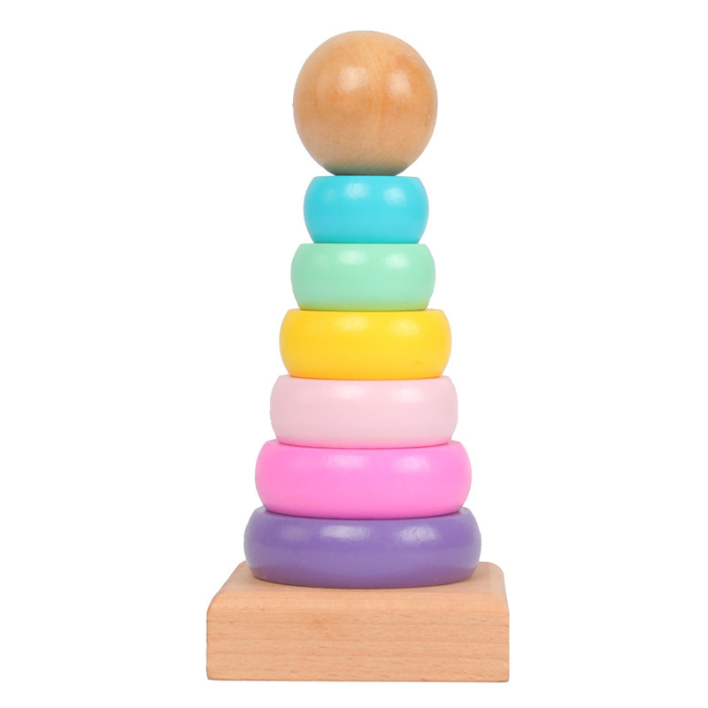 Kids Educational Songs - Mainan kayu Ferrule menara pelangi anak-anak