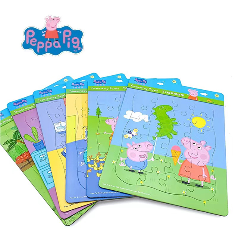 Educational Cartoon For Kids - Peppa mainan Puzzle MINI, teka-teki Jigsaw