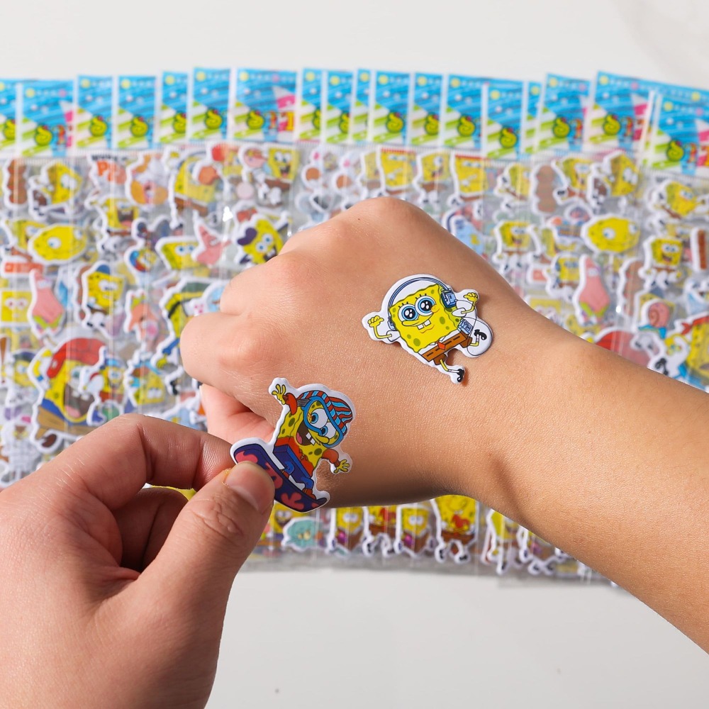 Educational Cartoon For Kids - 12 Paket Stiker 3D SpongeBob -