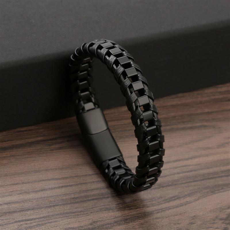 Magnetic Letter Board - Jiayiqi gelang kulit kepang hitam pria,