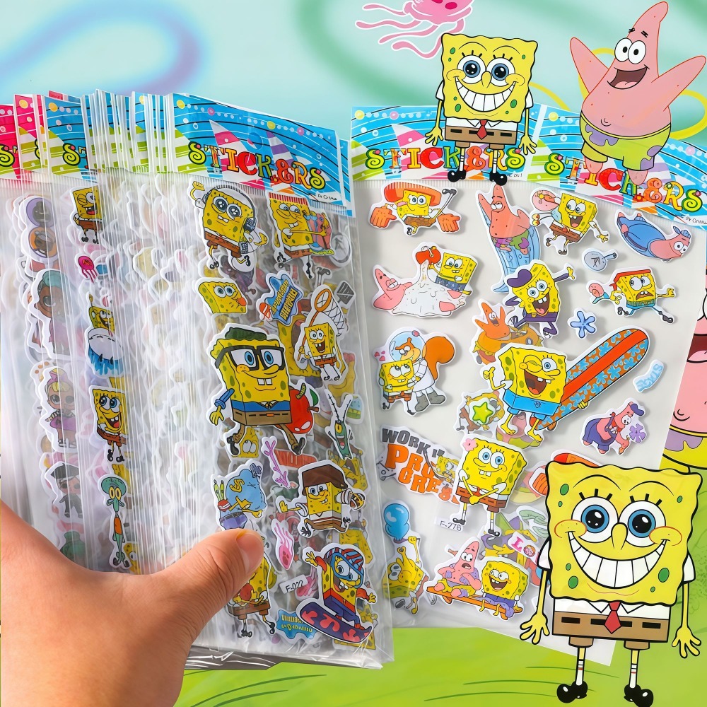 12 Paket Stiker 3D SpongeBob - - Educational Cartoon For Kids ulasan dan harga