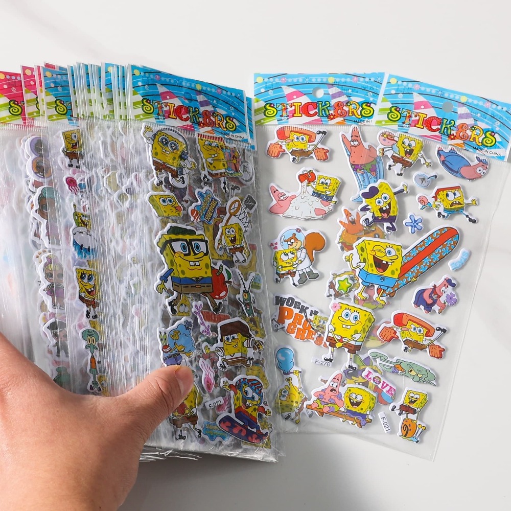 12 Paket Stiker 3D SpongeBob - - Educational Cartoon For Kids ulasan dan harga